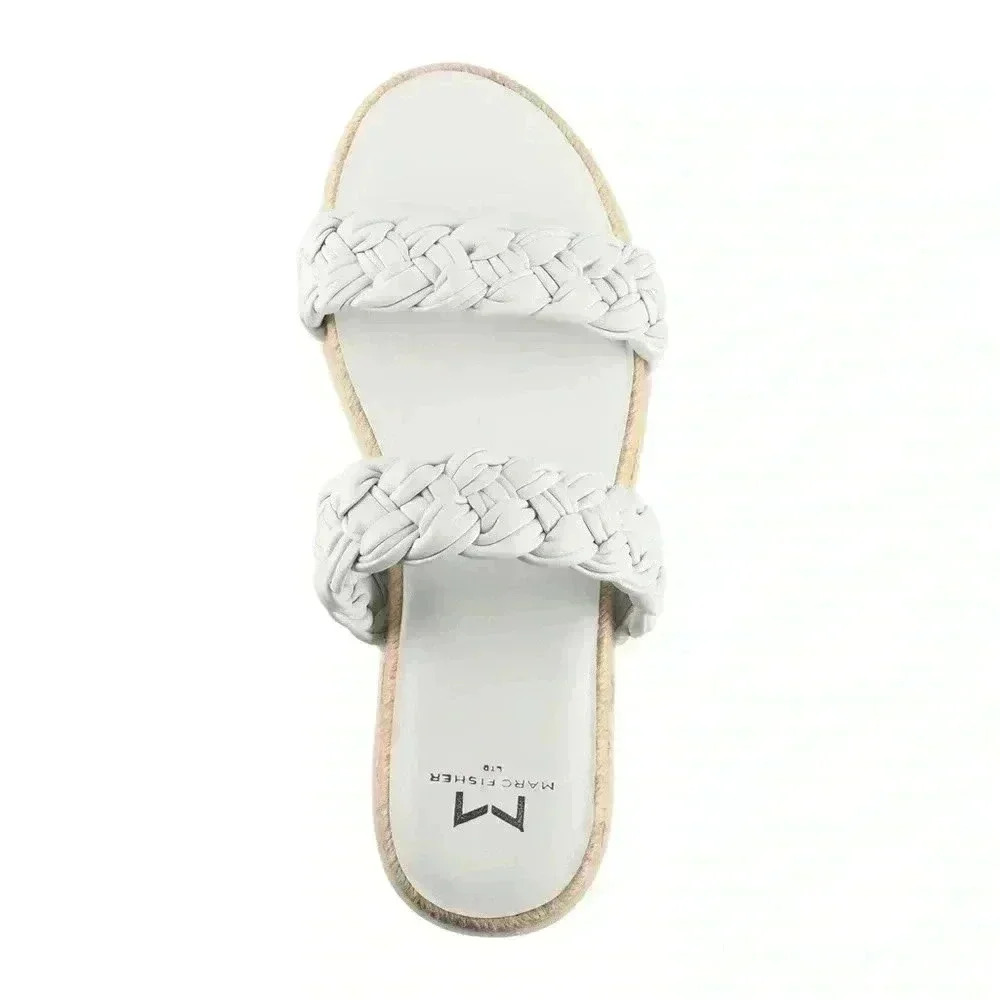 Marc Fisher Leather White Sandals Size 8 - Picture 1 of 9